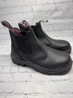 NWOT Womens’s Black Steel Blue Ladies Hobart elastic-sided safety work boots 9